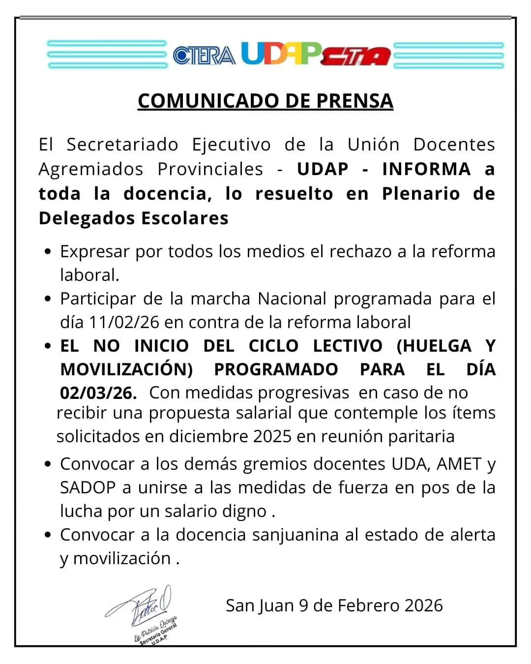 Comunicado UDAP