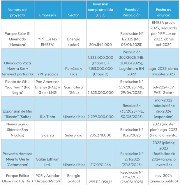 Los proyectos del RIGI